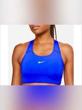 NIKE SWOOSH SPORTS BRA - BLUE/WHITE WOMAN SIZE SMALL